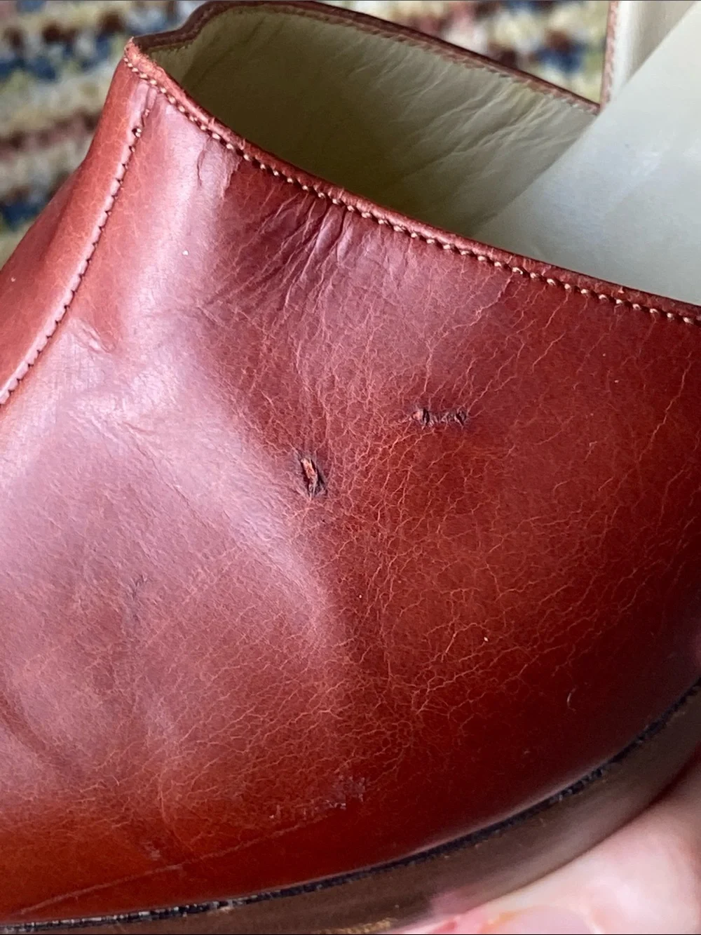 Women’s Leather Slingback Platform Heel in Rustic Red